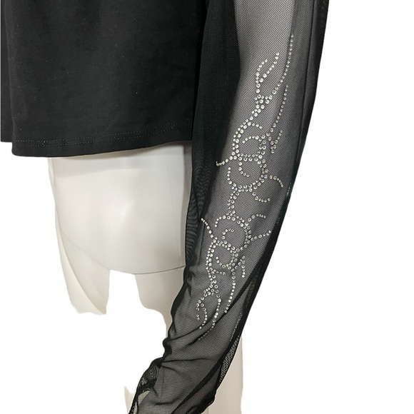 Black Mesh Rhinestones Long Sleeve Top
New - Picture 5 of 10